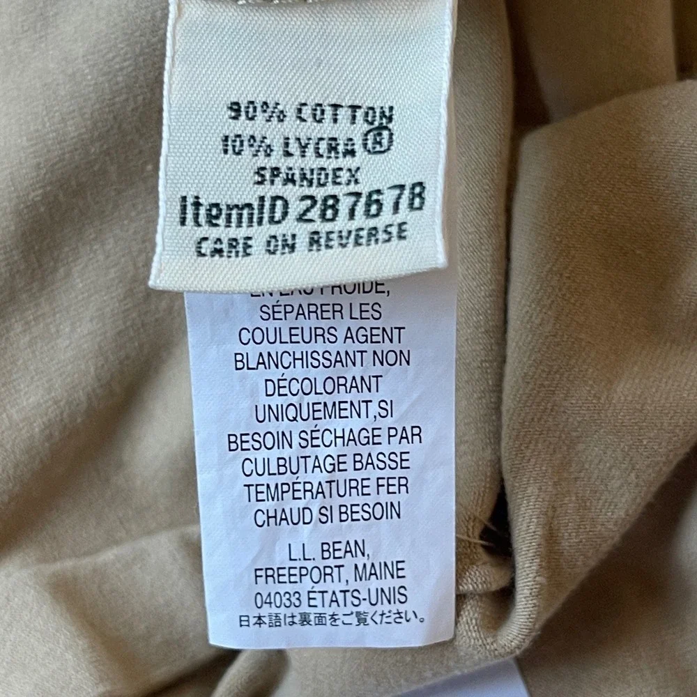 LL Bean Perfect Fit Pants Womens Medium Regular Khaki Tan Cotton Stretch 287678 - Picture 7 of 12